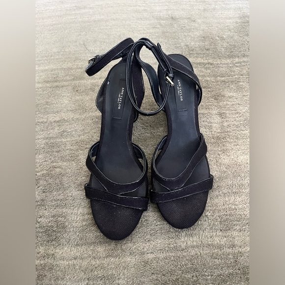 Ann Taylor Strappy Wedge Stripe Heels 7.5 - Picture 2 of 6